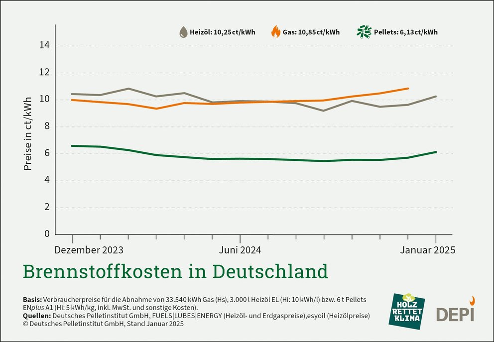 Brennstoffkosten in Deutschland - Januar 2025