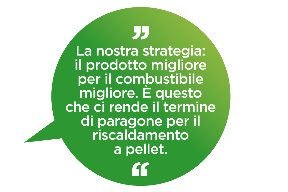 La nostra strategia: il prodotto migliore per il combustibile migliore. È questo che ci rende gli antesignani del riscaldamento a pellet.